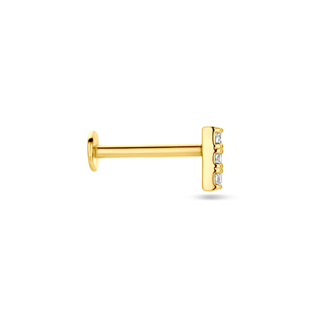 flat back piercing zirkonia 5 mm 14K geelgoud