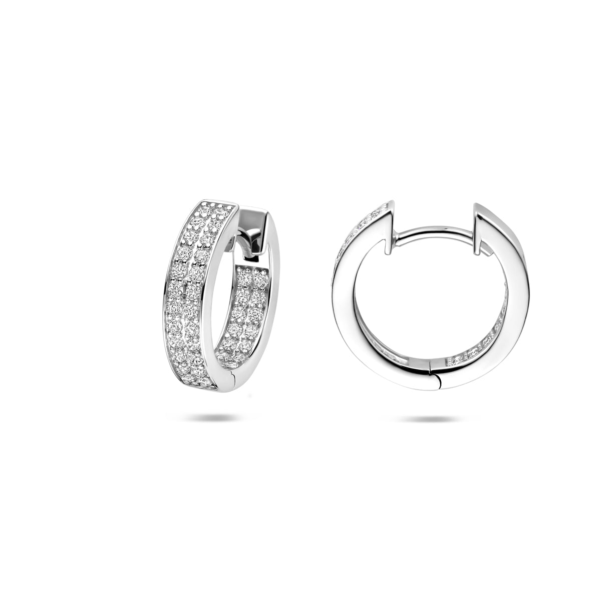 Klappcreolen Zirkonia 15 mm Silber rhodiniert