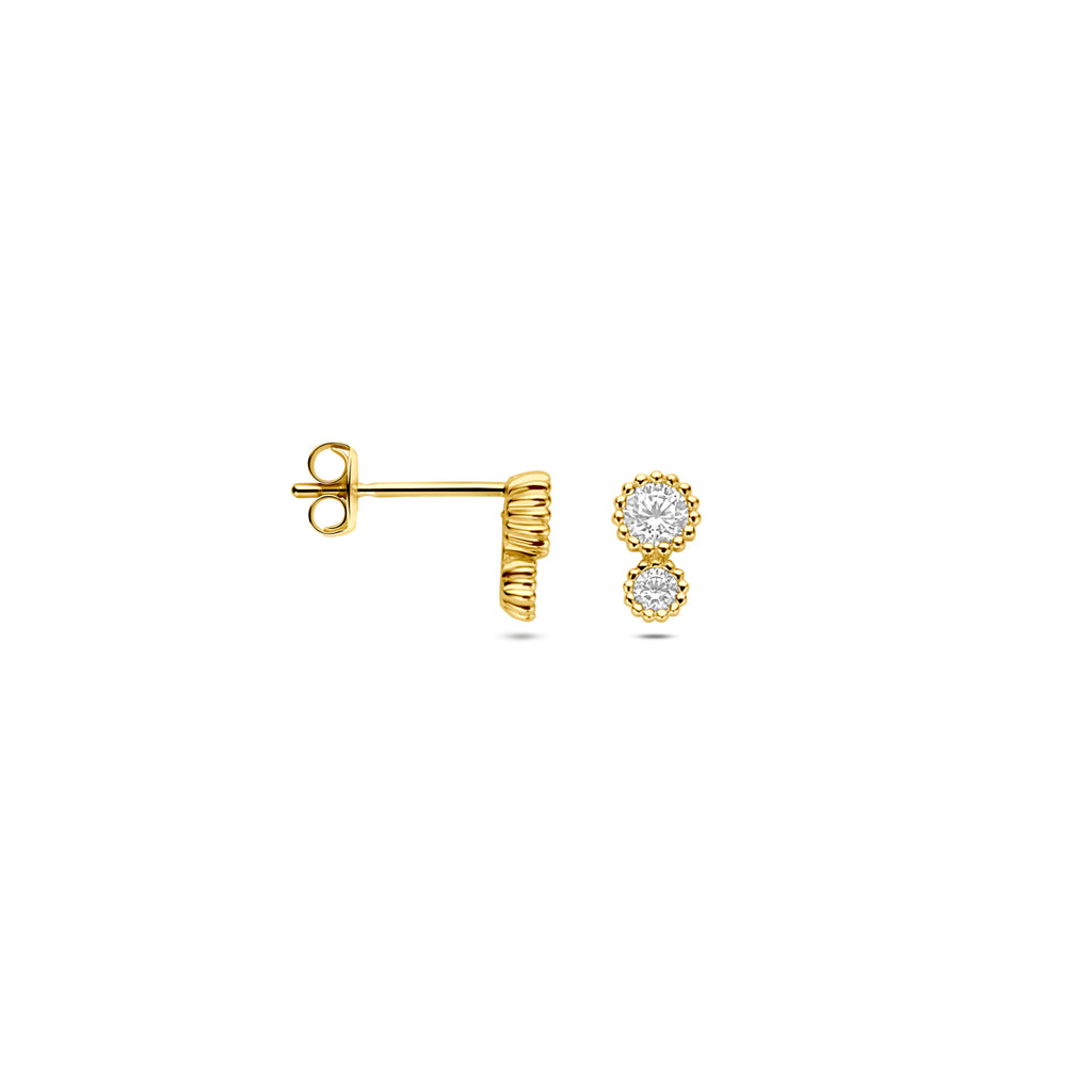 oorknoppen zirkonia 6,5 mm 14K geelgoud