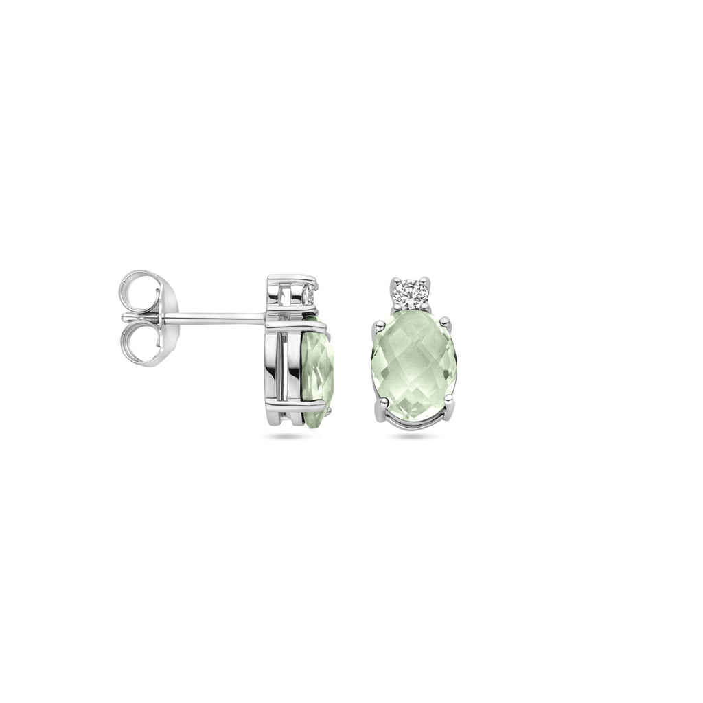 Ohrstecker grün Amethyst Zirkonia 10,5 mm Silber rhodiniert