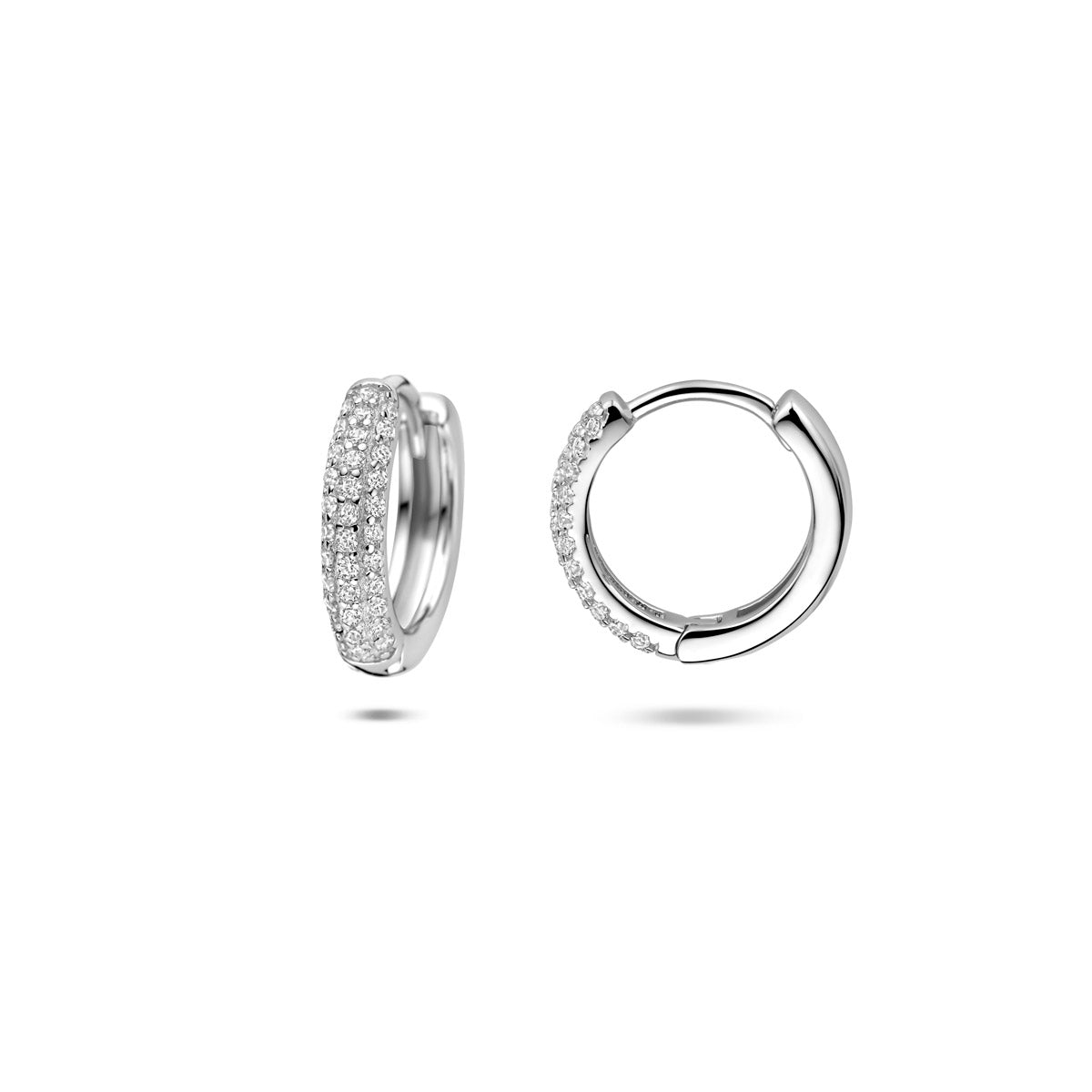 Klappcreolen Zirkonia 13,5 mm Silber rhodiniert