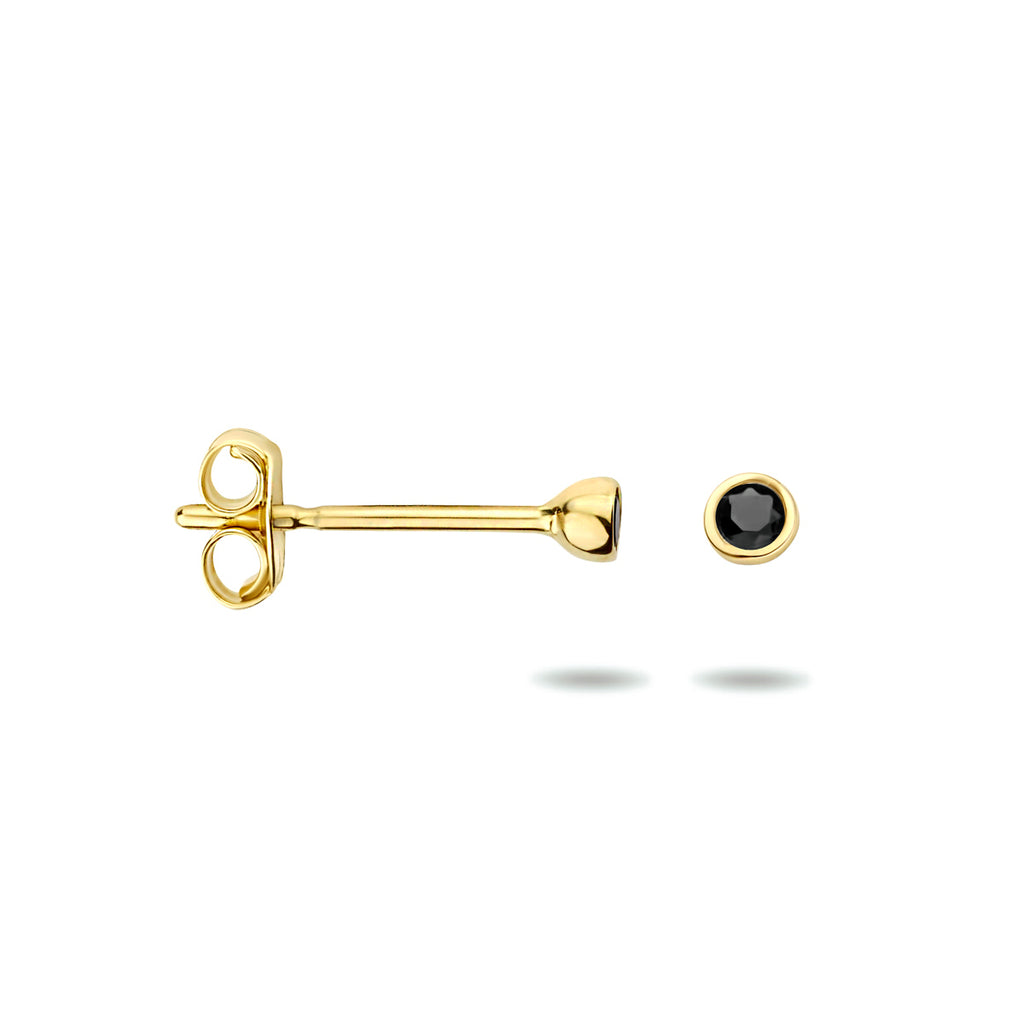 Ohrstecker schwarzer Zirkonia 14K Gelbgold