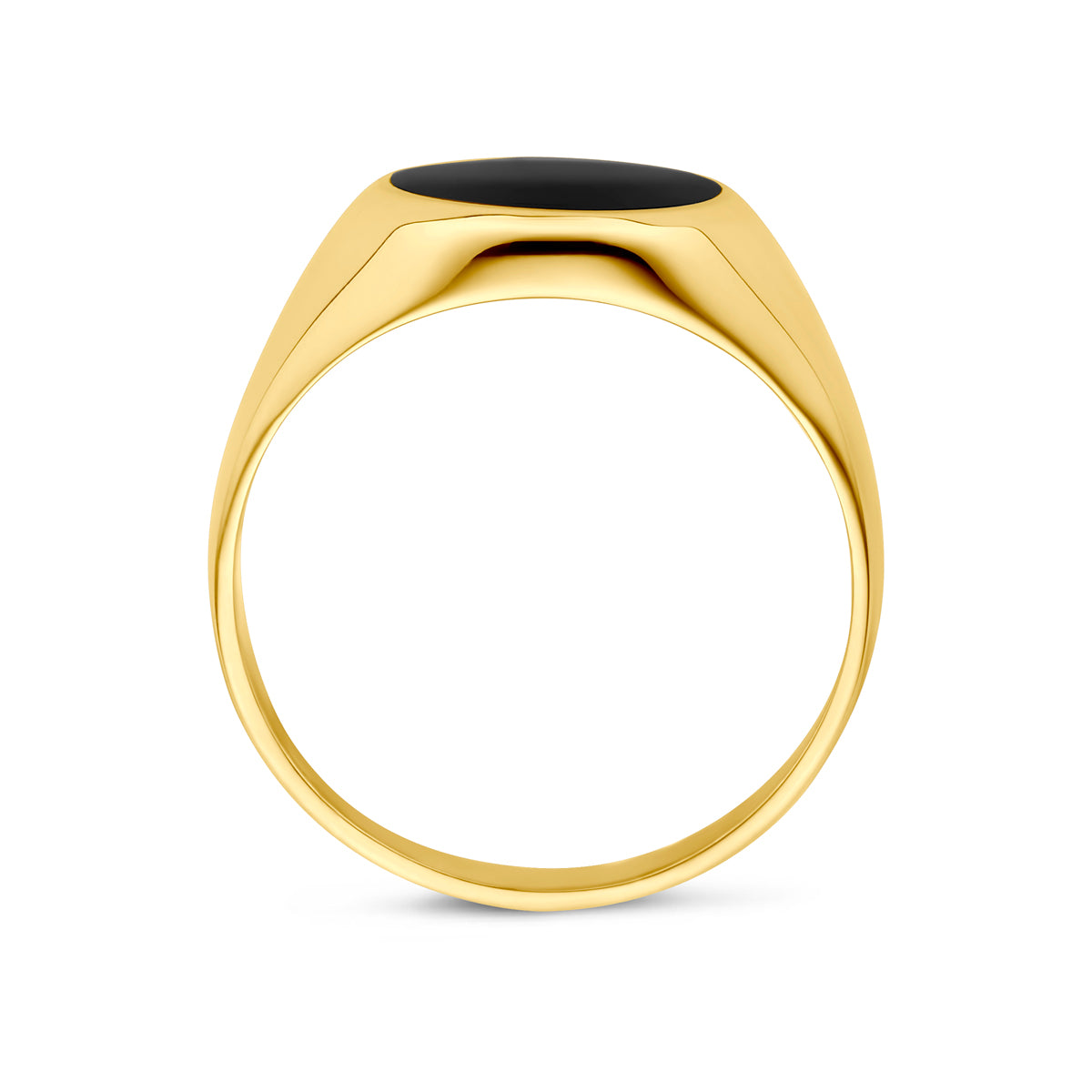 ring onyx 14K geelgoud - rond