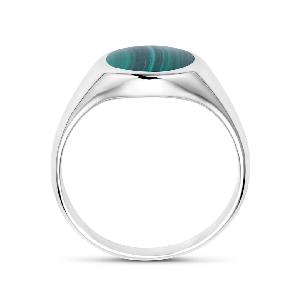 Ring Malachit rhodiniertes Silber