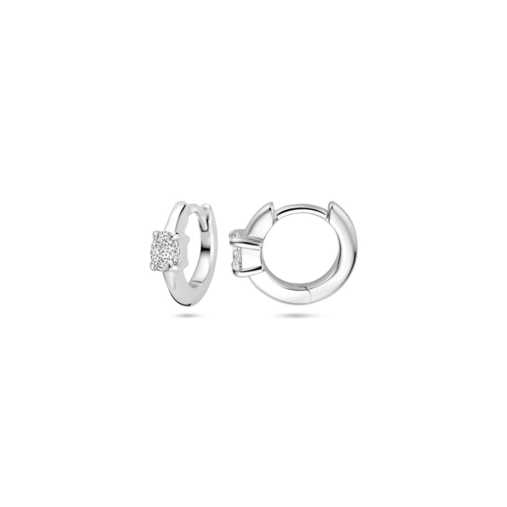klapoorringen zirkonia 10 mm zilver gerhodineerd