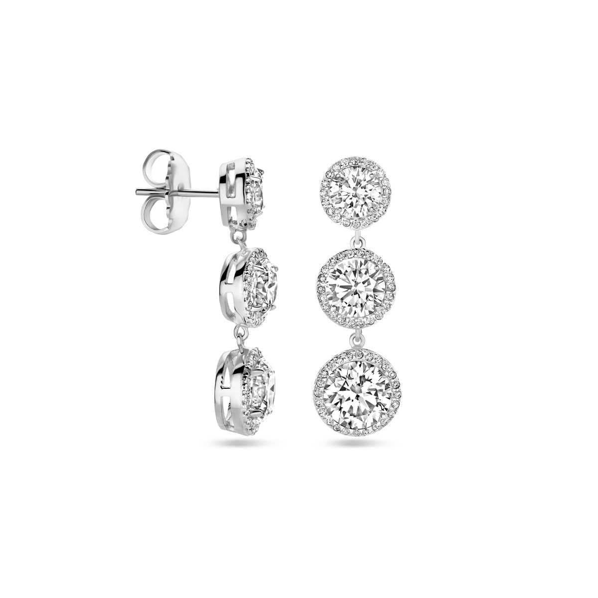 Ohrhänger Zirkonia 33 mm Silber rhodiniert