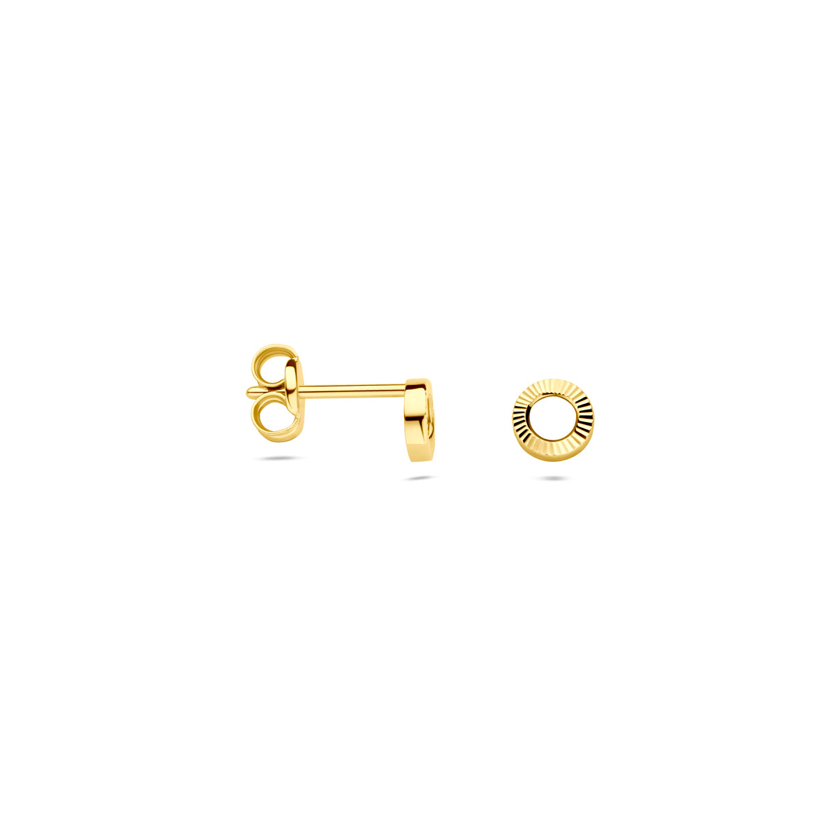 oorknoppen gediamanteerd 4,5 mm 14K geelgoud
