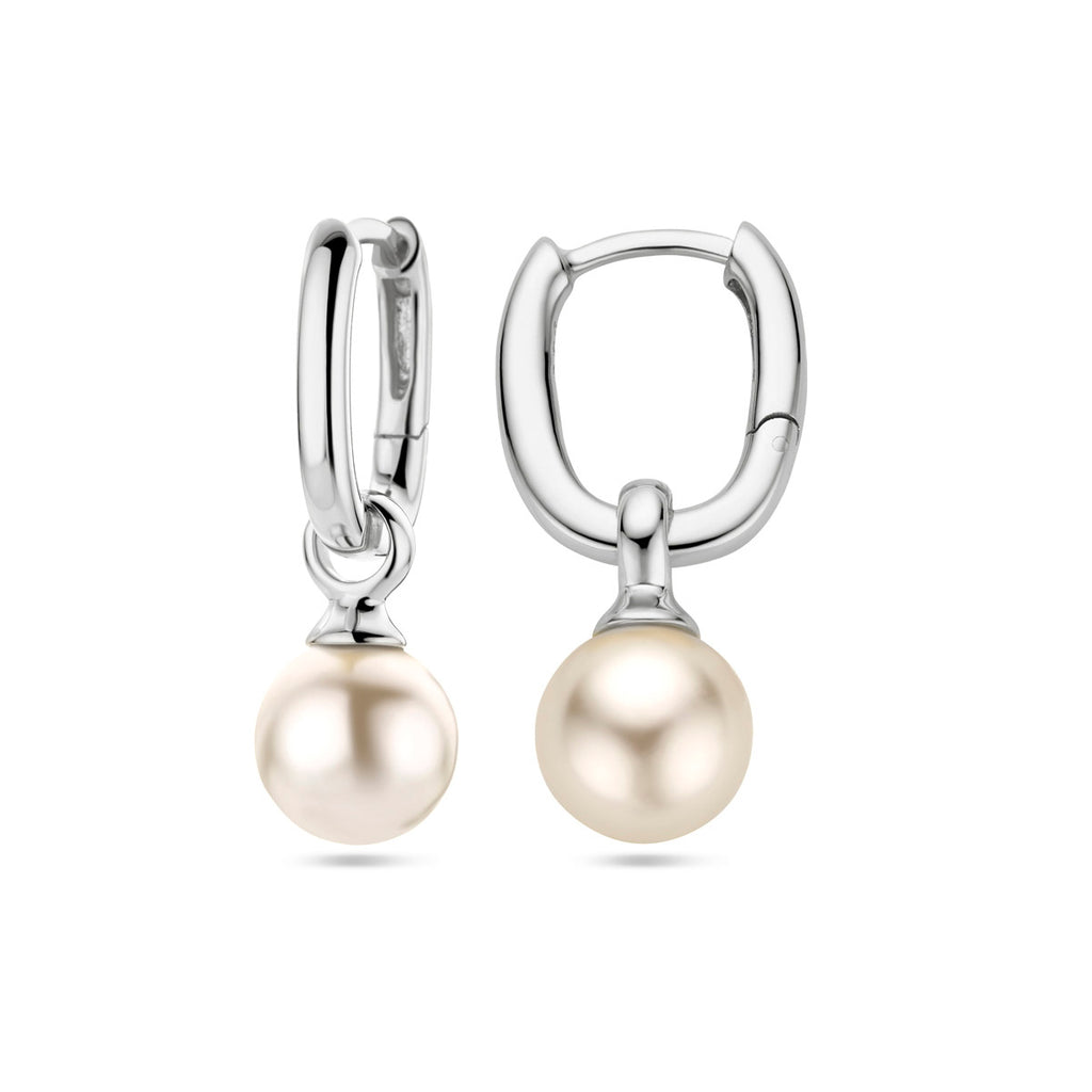 oorringen synth. parel 24 mm zilver gerhodineerd