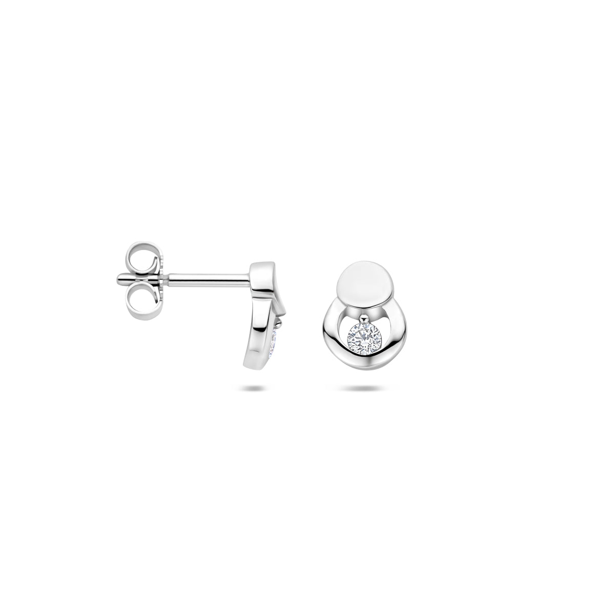oorknoppen zirkonia poli/mat 8 mm zilver gerhodineerd