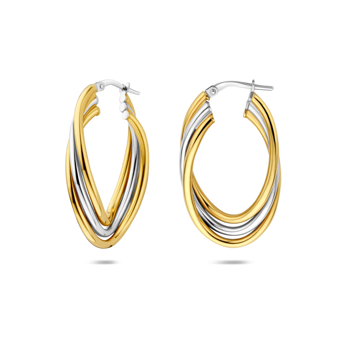 Ohrringe 34 mm 1 Mikron Silber vergoldet (Gelb/Rhodium)