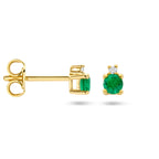 Smaragd- und Diamant-Ohrstecker 0,015 ct (2x 0,0075 ct) h p1 14 K Gelbgold
