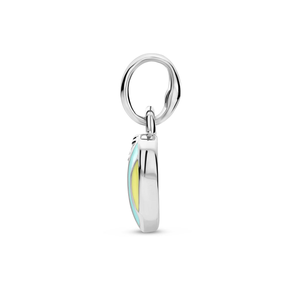 Anhänger Herz und Zirkonia Emaille Silber rhodiniert