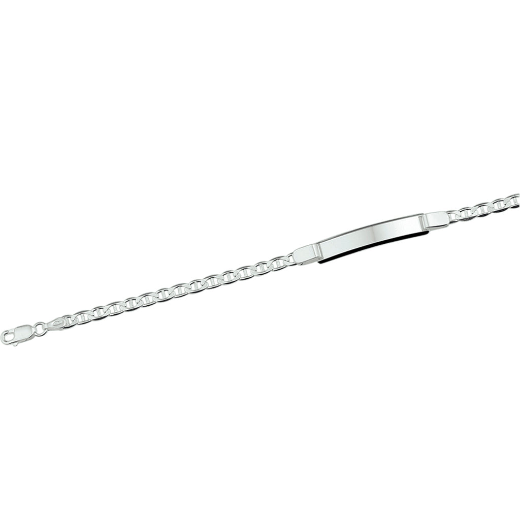 graveerarmband anker plaat 6 mm 19 cm zilver wit