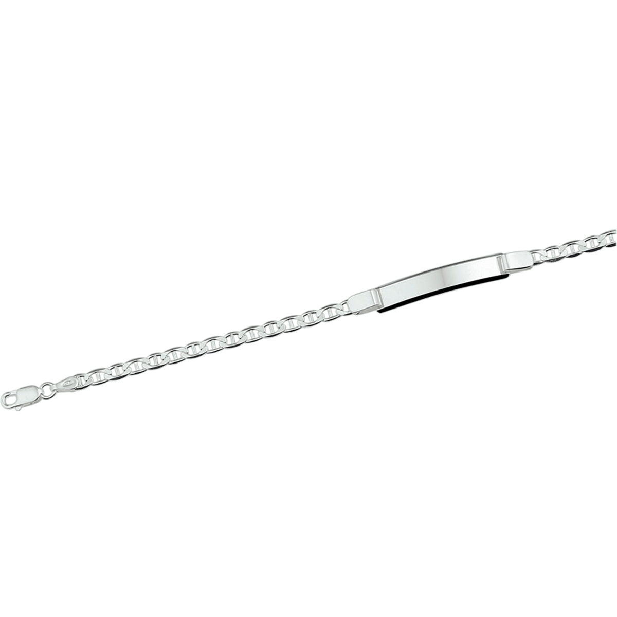 graveerarmband anker plaat 6 mm 19 cm zilver wit