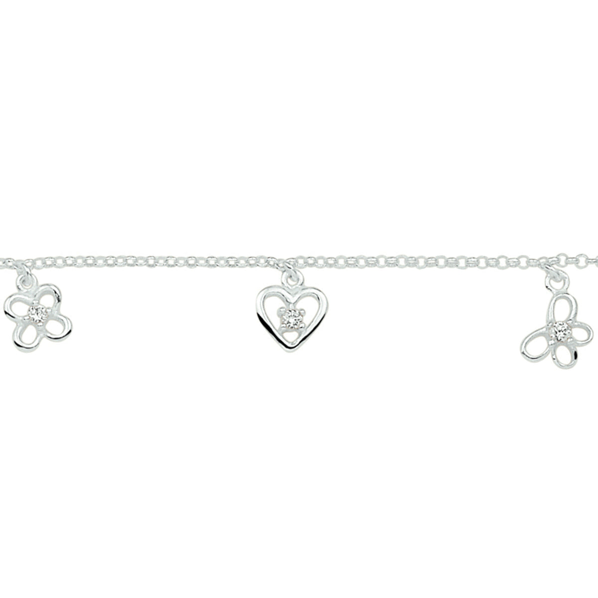armband bedel assortiment 13 + 2 cm zilver wit