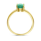 ring groen agaat 14K geelgoud