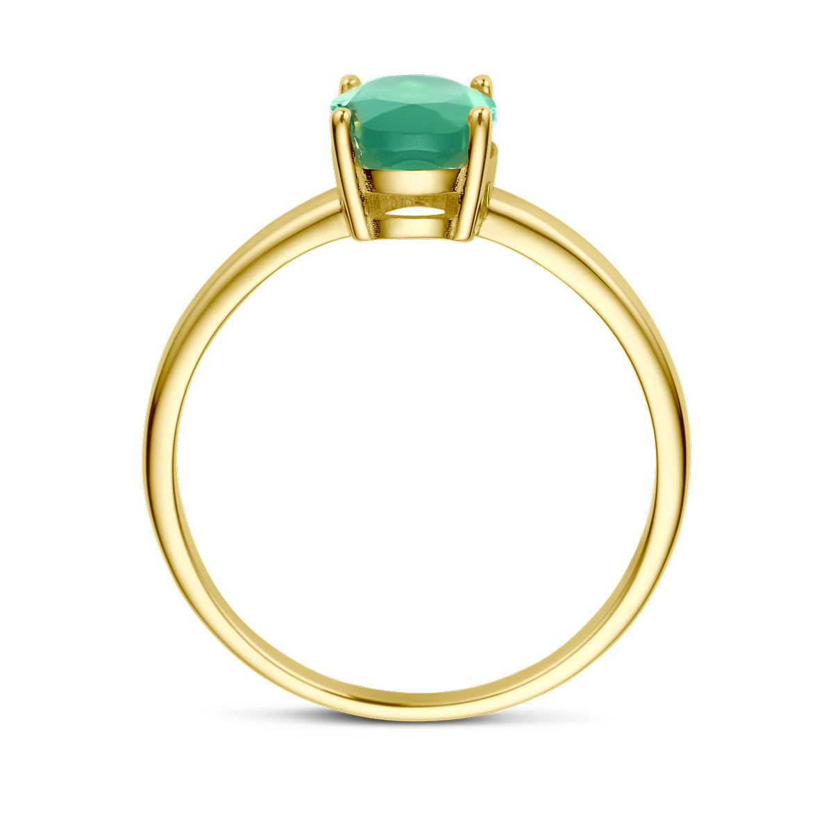 ring groen agaat 14K geelgoud