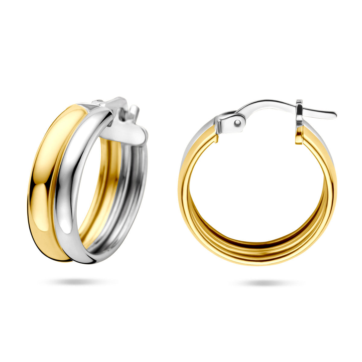 Ohrringe 18 mm 1 Mikron versilbert (Gelb/Rhodium)