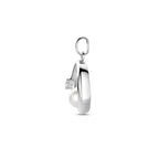 Anhänger oval Perle und Zirkonia 21 mm Silber rhodiniert
