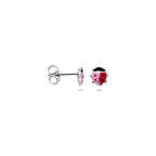 oorknoppen emaille lieveheersbeestje 6 mm zilver gerhodineerd