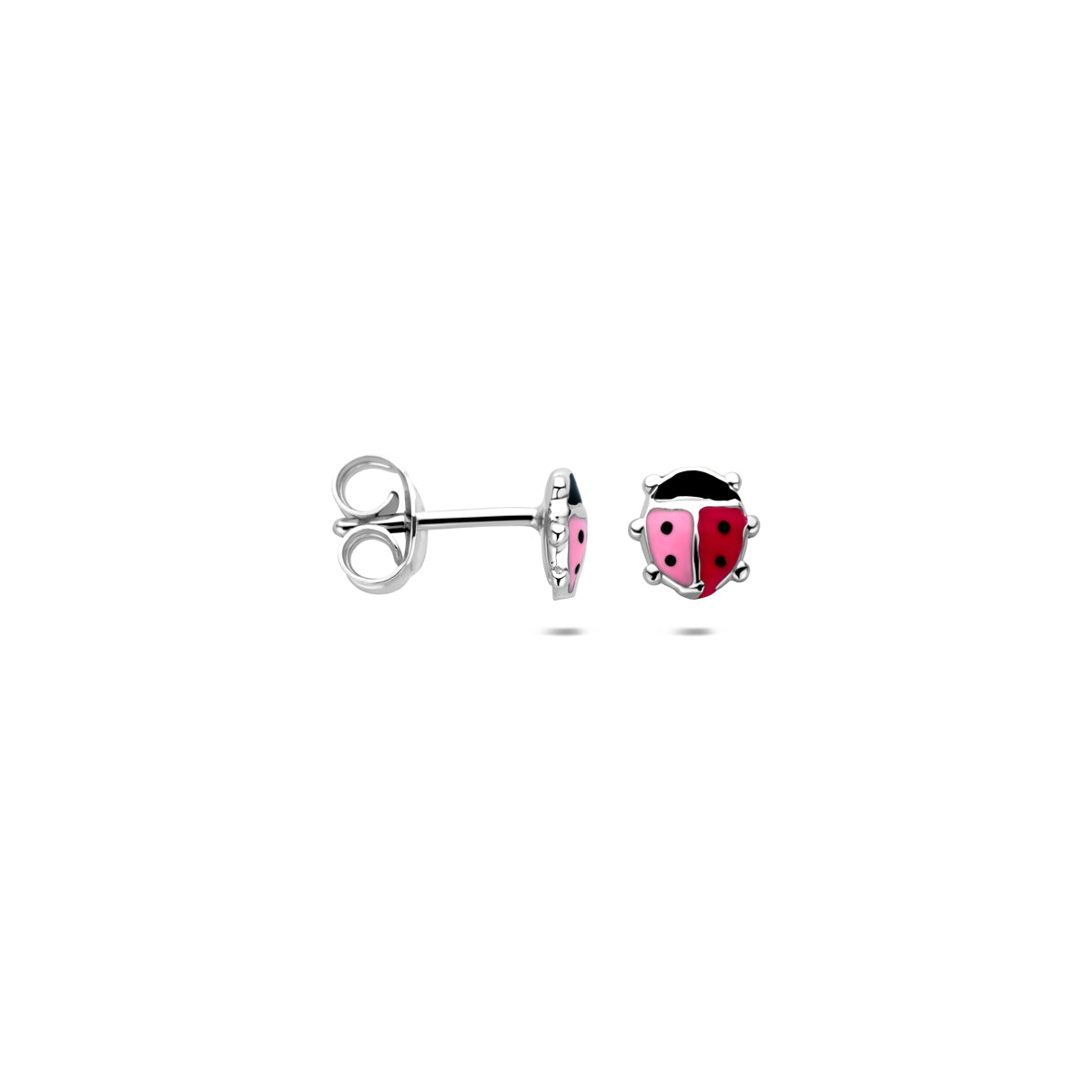 Ohrstecker Emaille Marienkäfer 6 mm Silber rhodiniert