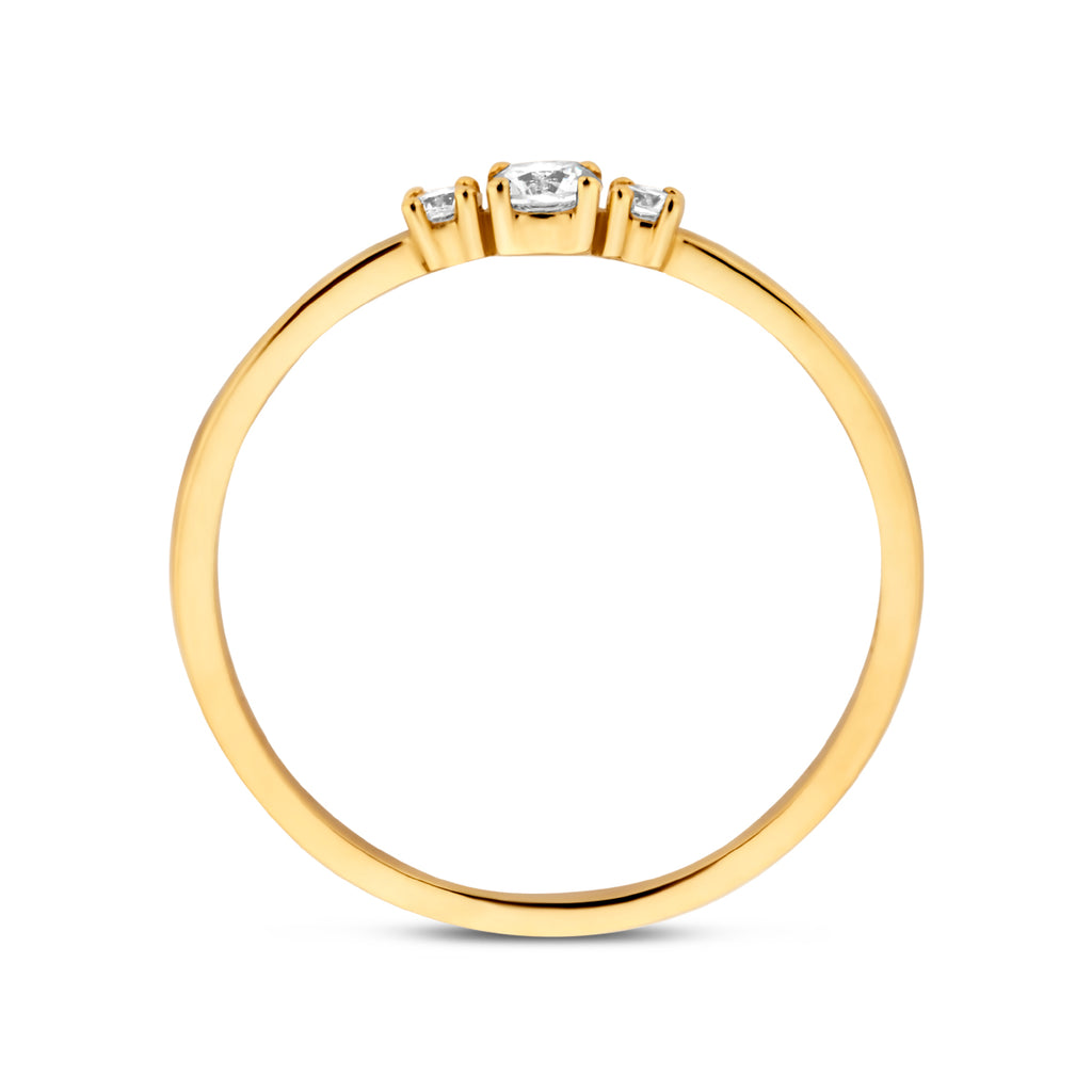 9 Karat Ring Trilogie Zirkonia 9K Gelb