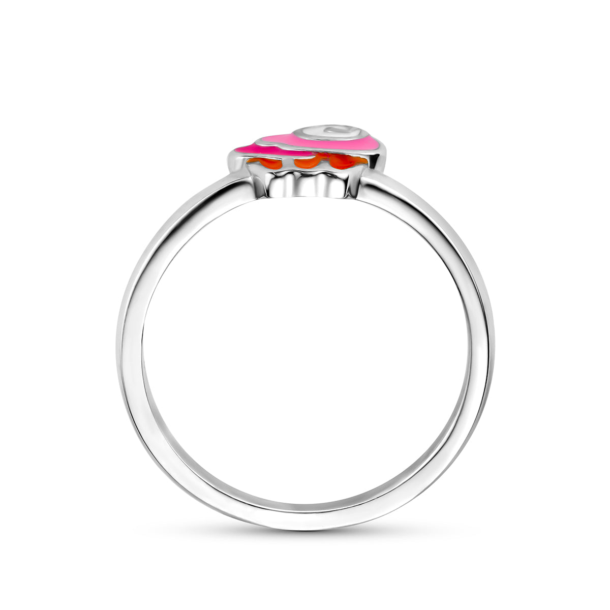 ring cupcake emaille zilver gerhodineerd