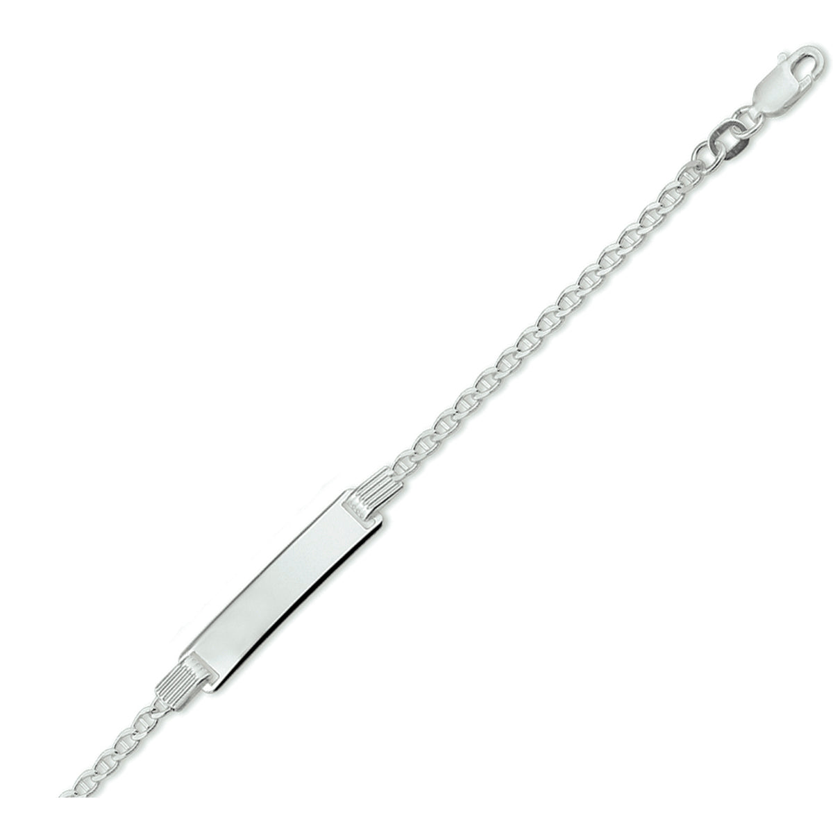 Gravurarmband Ankerplatte 6,0 mm 16 - 18 cm Silber weiß