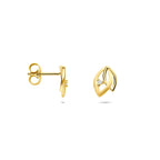 oorknoppen poli/mat diamant 0.02ct (2x 0.01ct) h si 9,5 mm 14K geelgoud