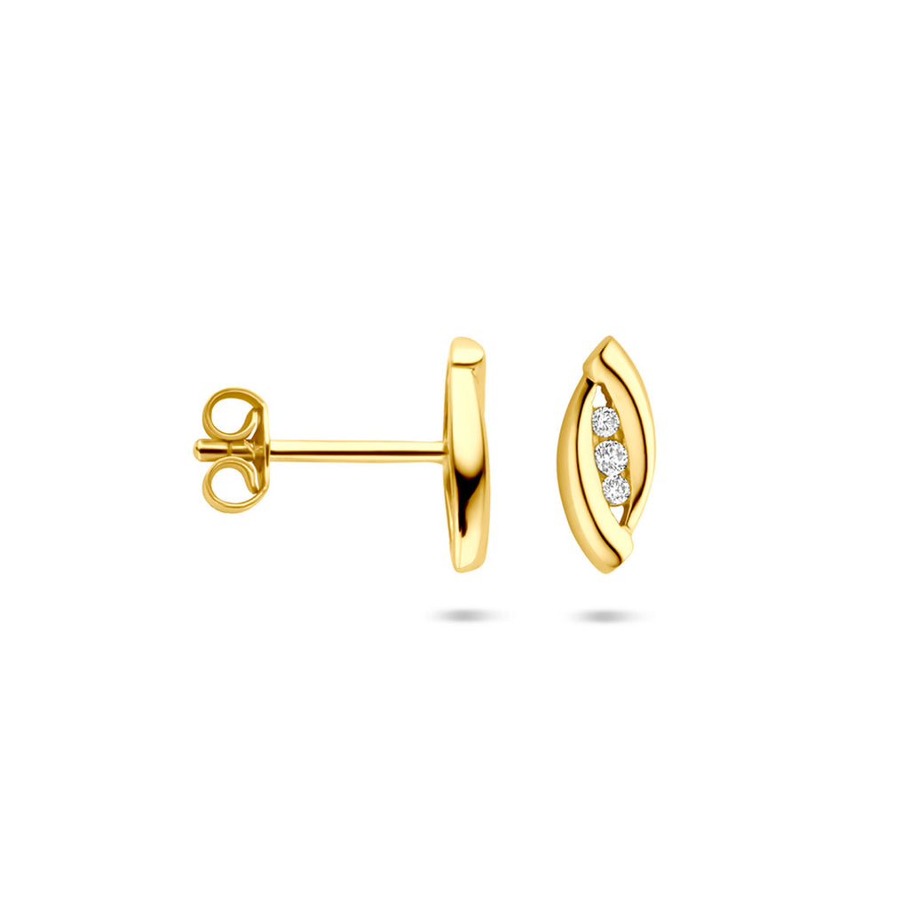 Ohrstecker Zirkonia 10 mm 14K Gelbgold
