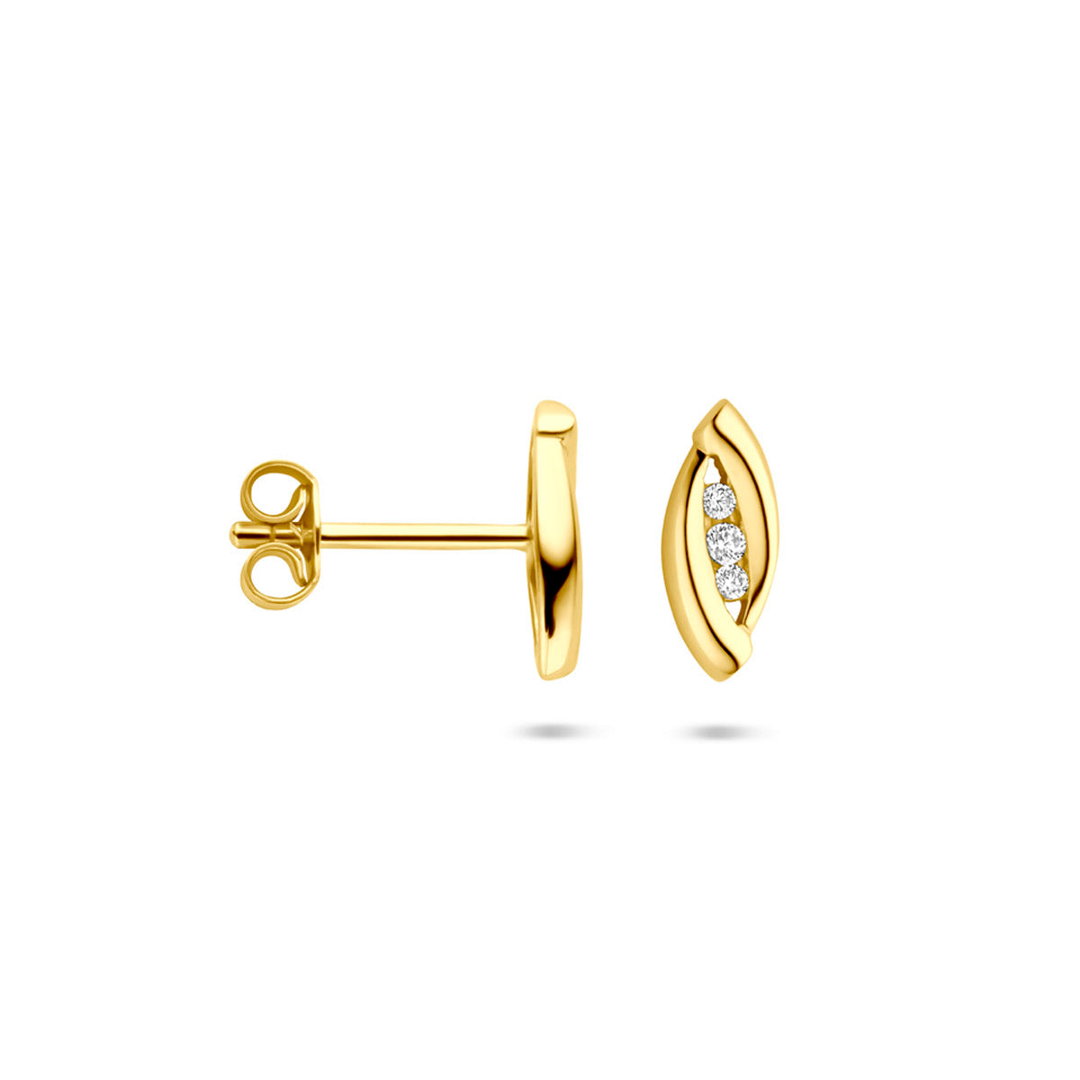 Ohrstecker Zirkonia 10 mm 14K Gelbgold