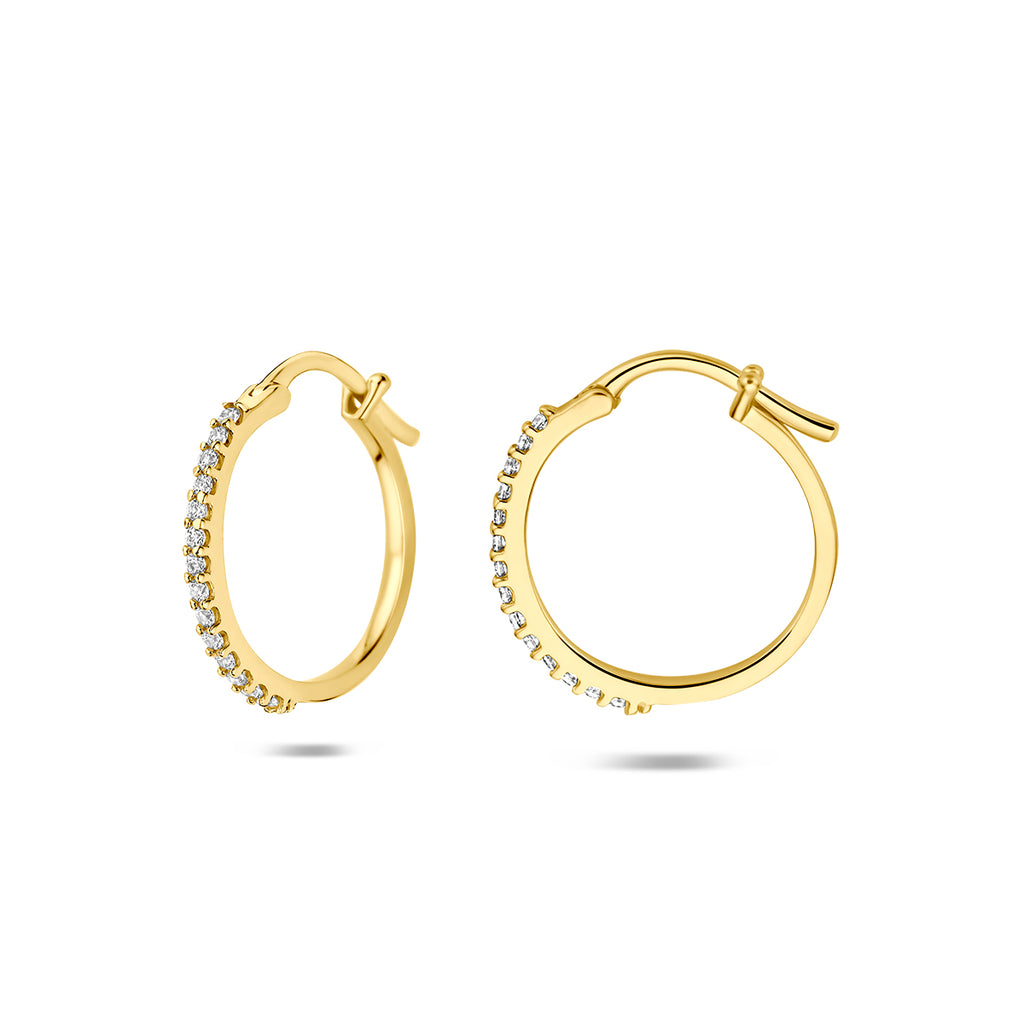 oorringen zirkonia buis 1 mm 14K geelgoud