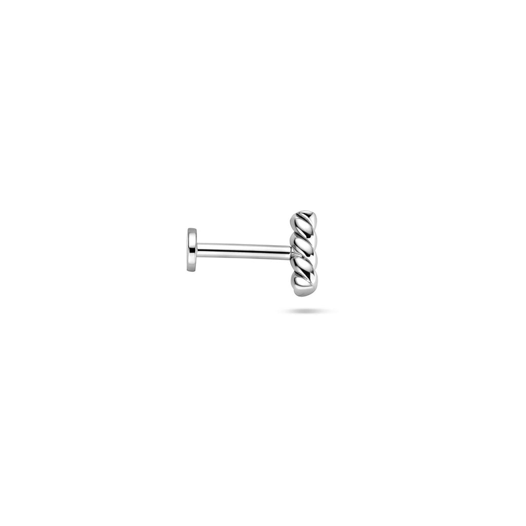 flat back piercing gedraaide balk 6 mm zilver gerhodineerd