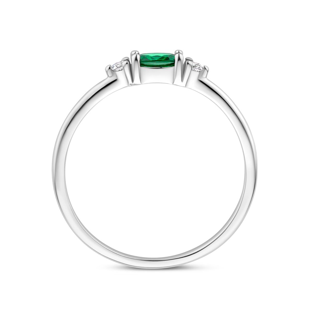 Ring aus weißem und grünem Zirkonia, Silber rhodiniert