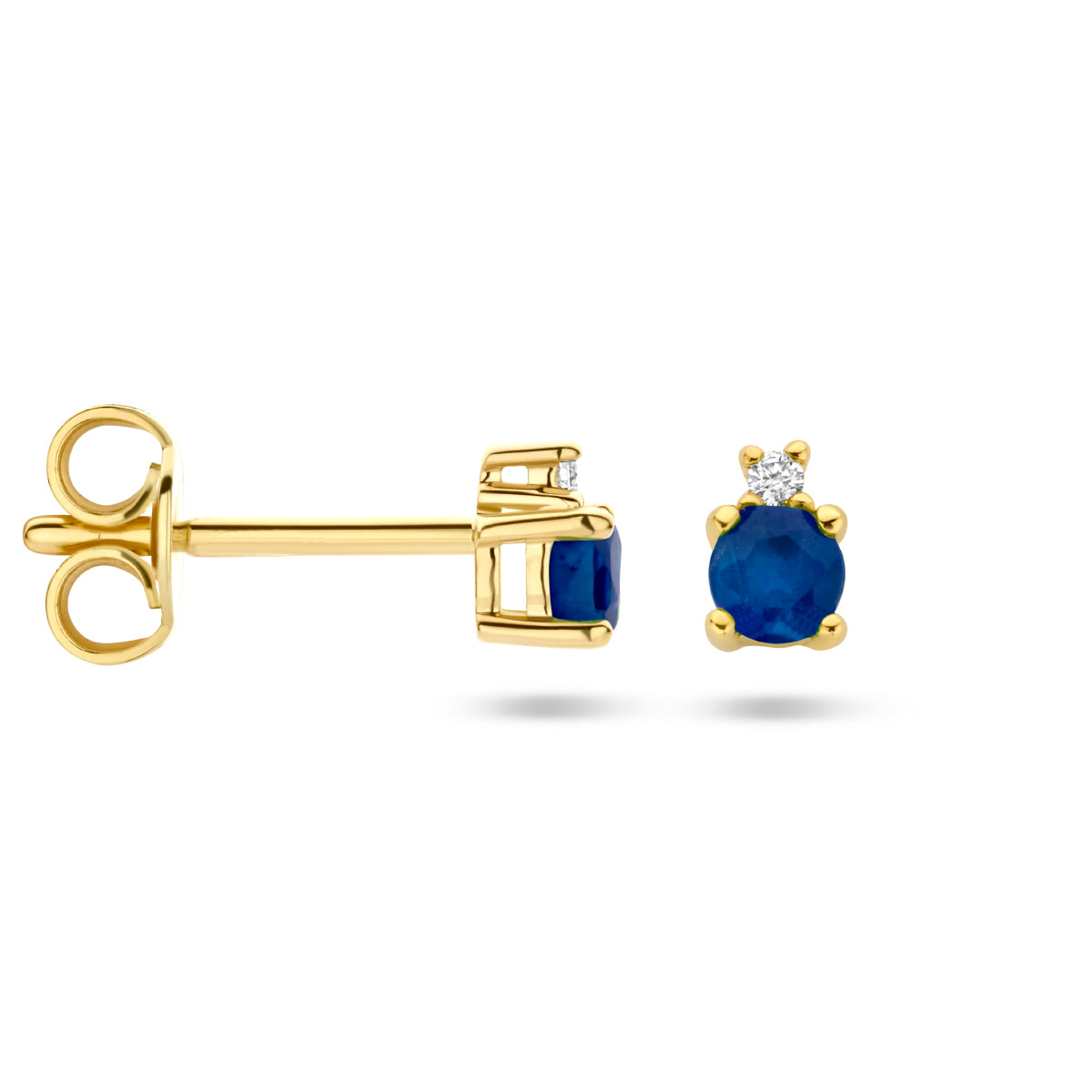 Ohrstecker Saphir und Diamant 0,015 ct (2x 0,0075 ct) h p1 14 K Gelbgold