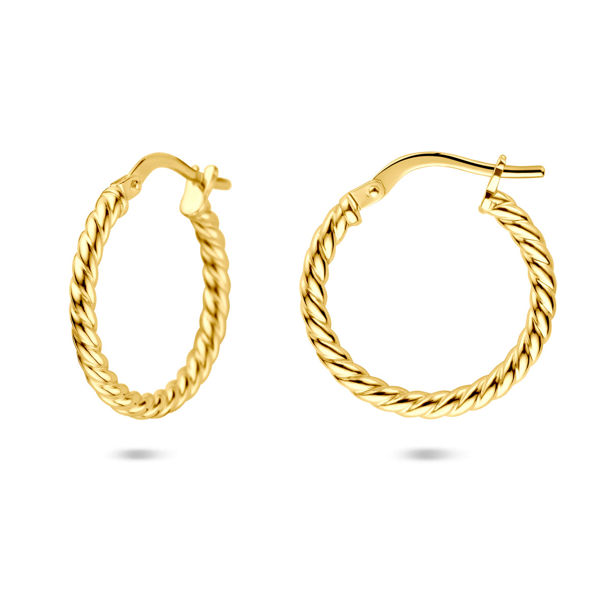 oorringen gedraaide buis 2 mm Silgold (geel met zilverkern)
