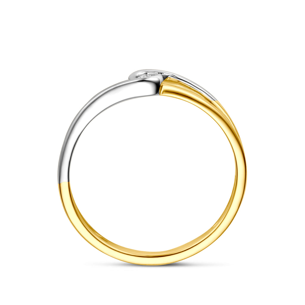 ring diamant 0.04ct h si 14K bicolor goud geel/wit