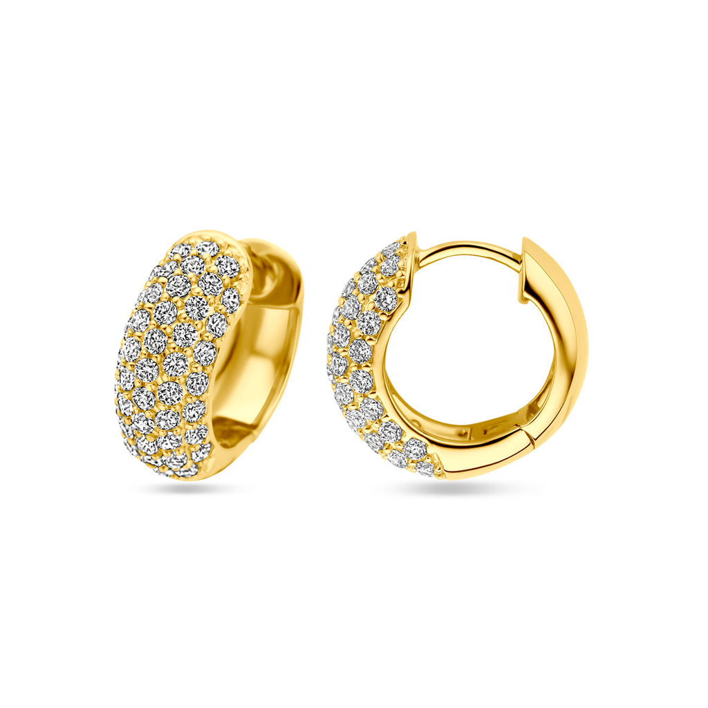 klapoorringen zirkonia 16 mm 1 micron zilver verguld (geel)