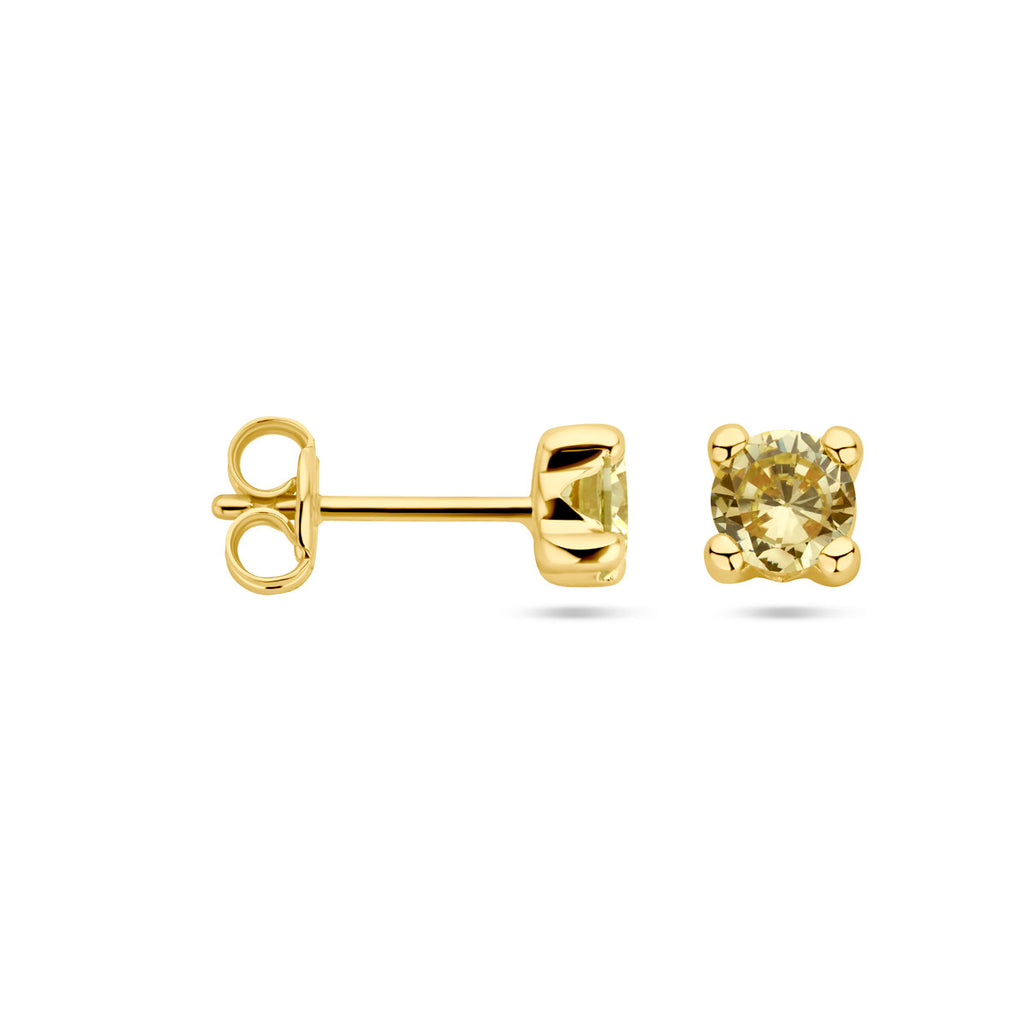 oorknoppen synth. peridot 14K geelgoud