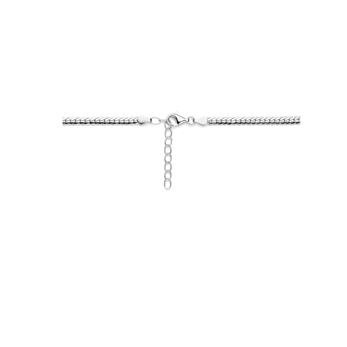 collier gourmette 4 mm 40 + 4 cm zilver gerhodineerd