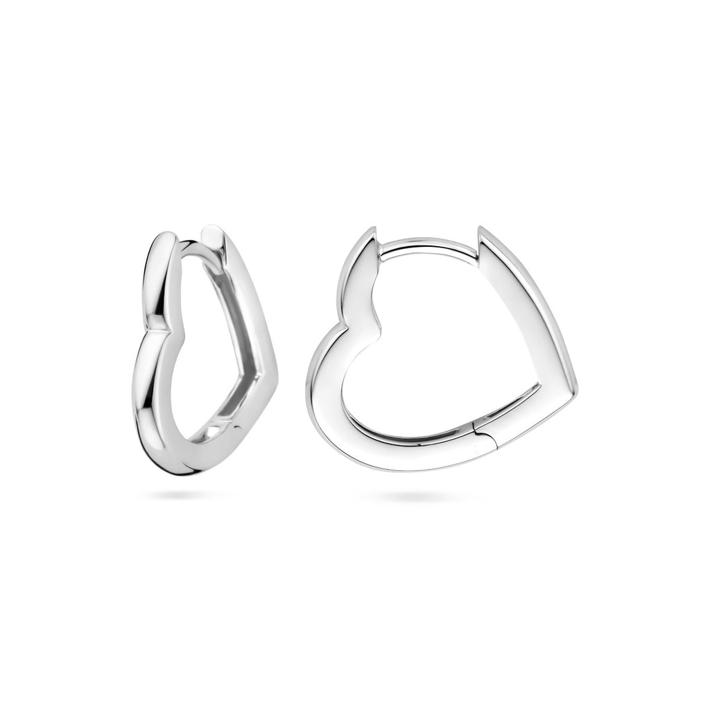 Klappcreolen Herz 16 mm rhodiniertes Silber