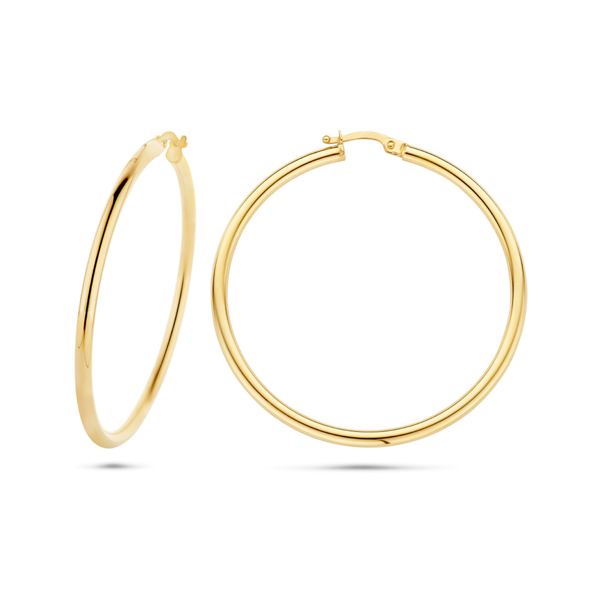 oorringen ronde buis 2.5 mm Silgold (geel met zilverkern)