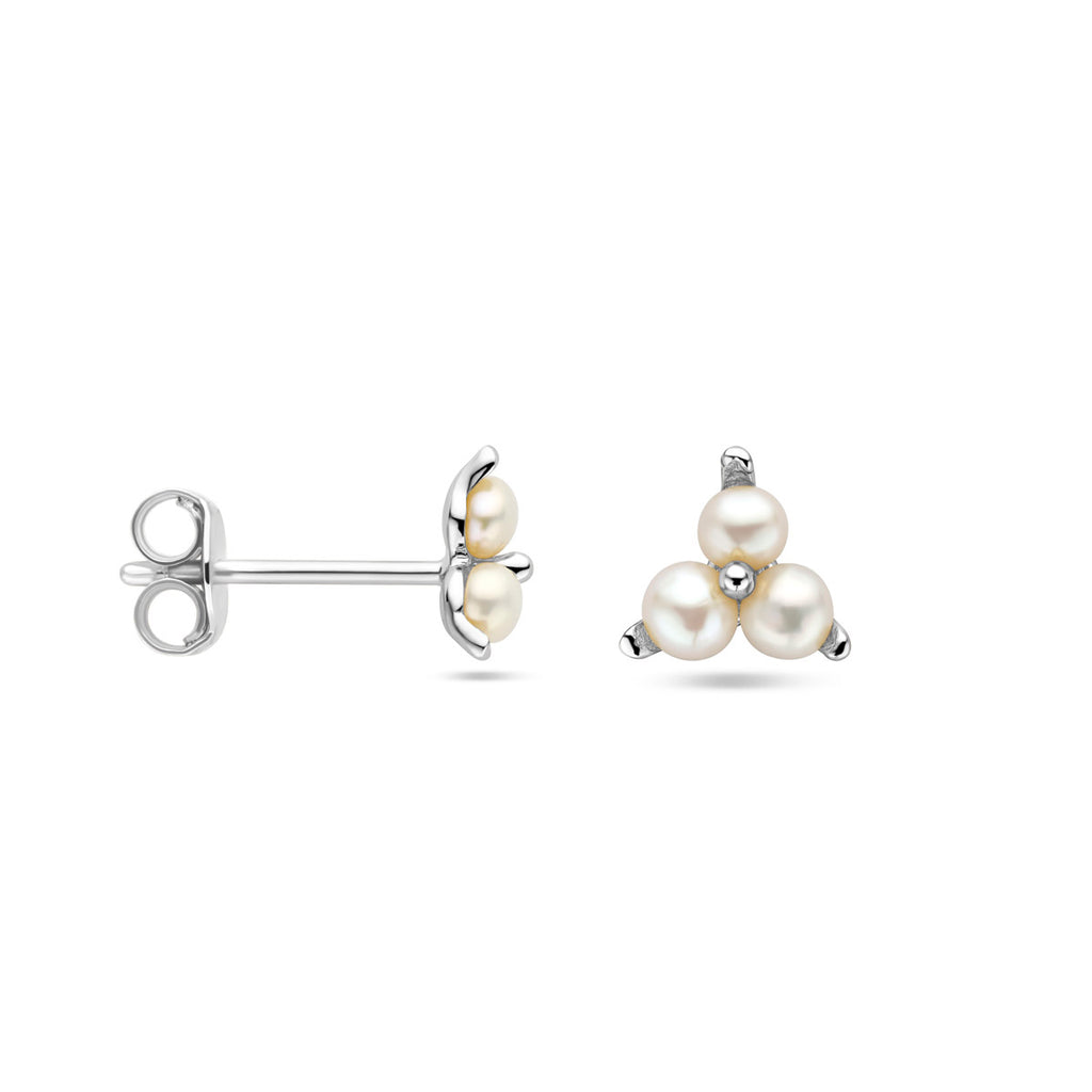 oorknoppen parel zilver gerhodineerd