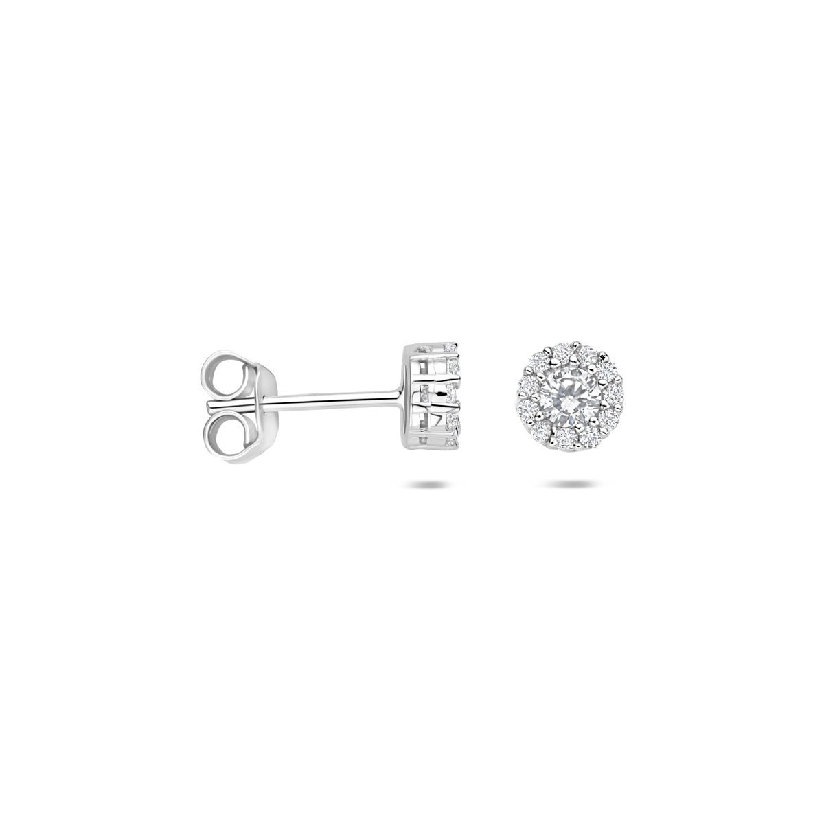 oorknoppen zirkonia 6 mm zilver gerhodineerd