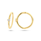 klapoorringen zirkonia 14K geelgoud