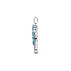 hanger rondje blauw topaas en zirkonia zilver gerhodineerd