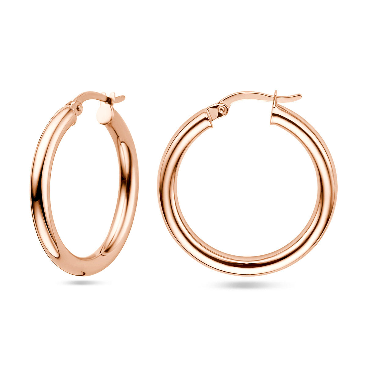 oorringen ronde buis 26 mm 14K roségoud - rond