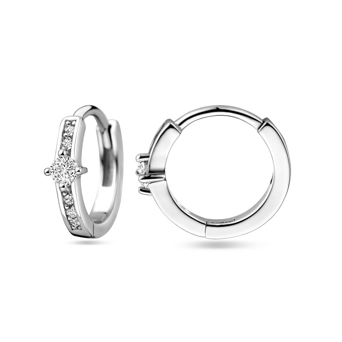 klapoorringen zirkonia 11,3 mm zilver gerhodineerd