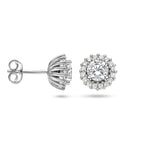 Ohrstecker Zirkonia Halo Silber rhodiniert