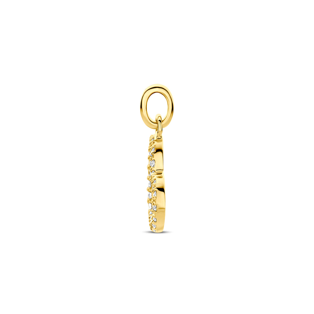hanger hartje lab grown diamant 0.18ct f vs 11 mm 14K geelgoud